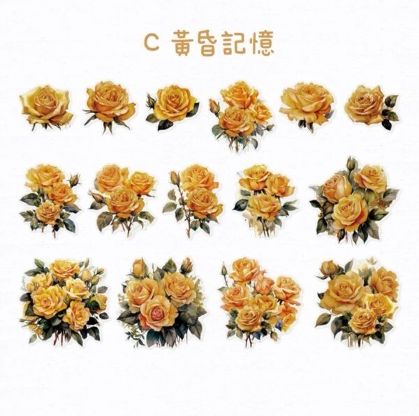 玫瑰的冒險系列 復古花卉PET貼紙包：圖片 13