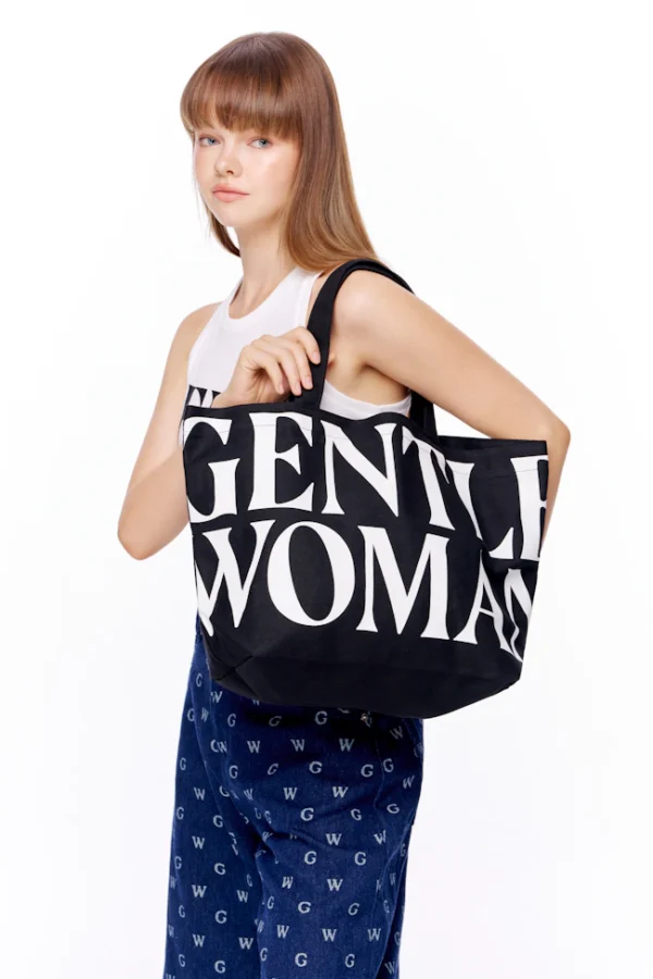🇹🇭 泰國 GENTLE WOMAN 經典帆布托特包 - 黑色：圖片 2