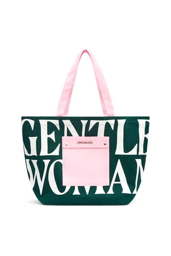 🇹🇭 泰國 GENTLE WOMAN 經典帆布托特包 外袋升級款 - 森林綠×蜜桃粉