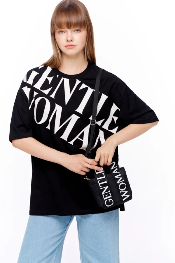 🇹🇭 泰國 GENTLE WOMAN 牛仔迷你方托特包 - 黑色：圖片 3